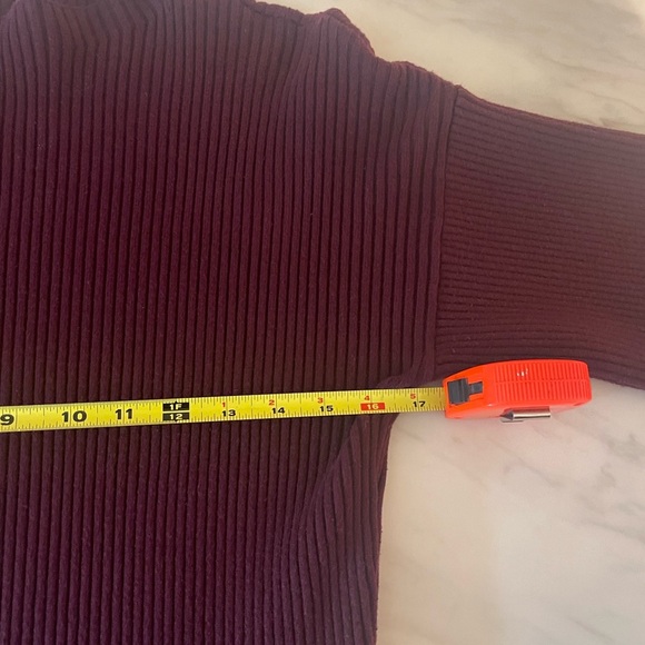 INC Ribbed Pullover Sweater XXL Burgundy Rayon Blend Long Balloon Sleeves - Picture 4 of 6